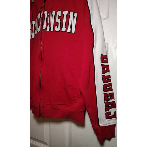 Men's Wisconsin Badgers Hoodie Full Zip Red NCAA Sweatshirt Hooded Logo - Small - Picture 2 of 10